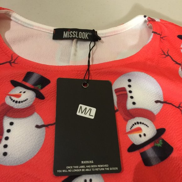 MISSLOOK Tunic Top M/L Holiday Snowman Christmas - Picture 11 of 15